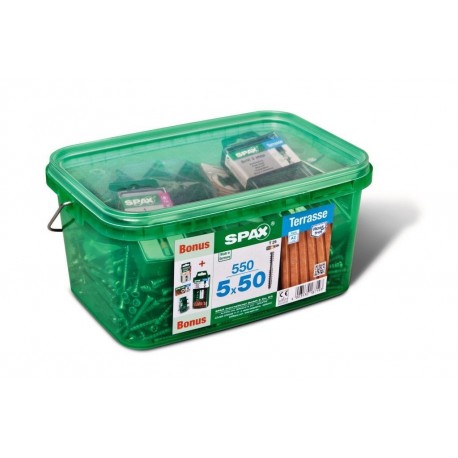Lot de 550 vis terrasse inox tęte cylindrique étoile SPAX, Diam.5 mm x L.50 mm