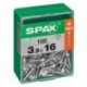Lot de 100 vis acier tęte autofraisée plate SPAX, Diam.3.5 mm x L.16 mm