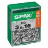 Lot de 100 vis acier tęte autofraisée plate SPAX, Diam.3.5 mm x L.16 mm