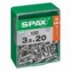 Lot de 100 vis acier tęte autofraisée plate SPAX, Diam.3.5 mm x L.20 mm
