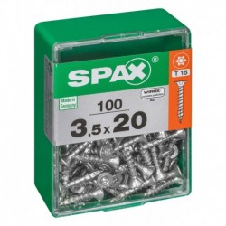 Lot de 100 vis acier tęte autofraisée plate SPAX, Diam.3.5 mm x L.20 mm
