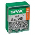 Lot de 100 vis acier tęte autofraisée plate SPAX, Diam.3.5 mm x L.25 mm