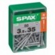 Lot de 50 vis acier tęte autofraisée plate SPAX, Diam.3.5 mm x L.35 mm