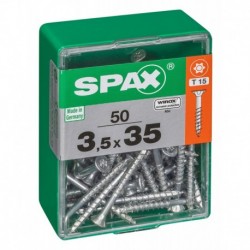 Lot de 50 vis acier tęte autofraisée plate SPAX, Diam.3.5 mm x L.35 mm