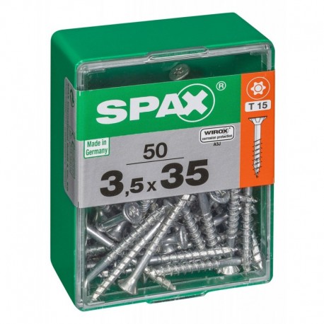 Lot de 50 vis acier tęte autofraisée plate SPAX, Diam.3.5 mm x L.35 mm