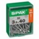 Lot de 50 vis acier tęte autofraisée plate SPAX, Diam.3.5 mm x L.40 mm
