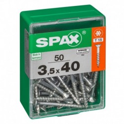 Lot de 50 vis acier tęte autofraisée plate SPAX, Diam.3.5 mm x L.40 mm