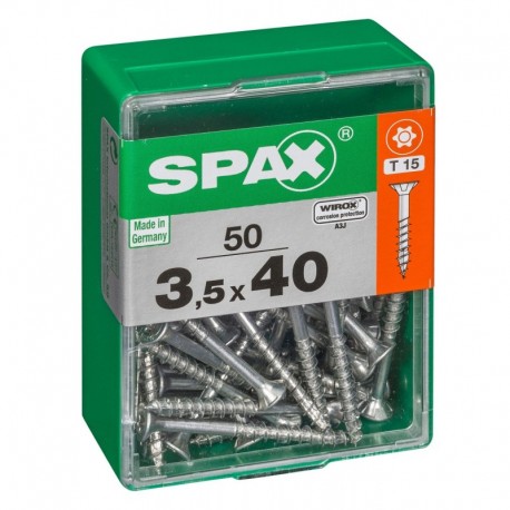 Lot de 50 vis acier tęte autofraisée plate SPAX, Diam.3.5 mm x L.40 mm