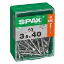 Lot de 50 vis acier tęte autofraisée plate SPAX, Diam.3.5 mm x L.40 mm