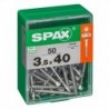 Lot de 50 vis acier tęte autofraisée plate SPAX, Diam.3.5 mm x L.40 mm