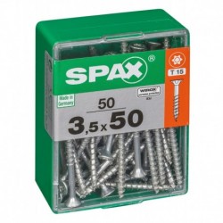Lot de 50 vis acier tęte autofraisée plate SPAX, Diam.3.5 mm x L.50 mm
