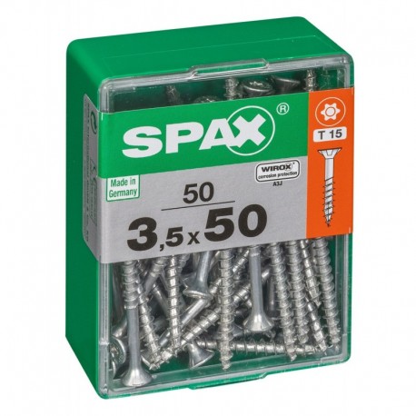 Lot de 50 vis acier tęte autofraisée plate SPAX, Diam.3.5 mm x L.50 mm