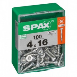 Lot de 100 vis acier tęte autofraisée plate SPAX, Diam.4 mm x L.16 mm