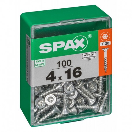 Lot de 100 vis acier tęte autofraisée plate SPAX, Diam.4 mm x L.16 mm