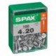 Lot de 100 vis acier tęte autofraisée plate SPAX, Diam.4 mm x L.20 mm