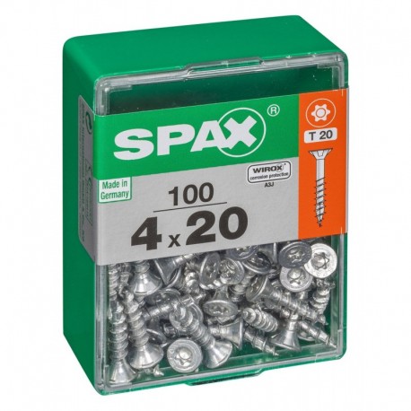 Lot de 100 vis acier tęte autofraisée plate SPAX, Diam.4 mm x L.20 mm