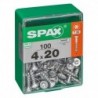 Lot de 100 vis acier tęte autofraisée plate SPAX, Diam.4 mm x L.20 mm