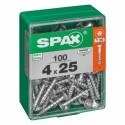 Lot de 100 vis acier tęte autofraisée plate SPAX, Diam.4 mm x L.25 mm