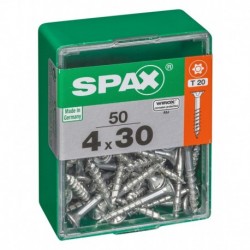 Lot de 50 vis acier tęte autofraisée plate SPAX, Diam.4 mm x L.30 mm