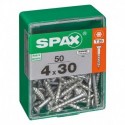 Lot de 50 vis acier tęte autofraisée plate SPAX, Diam.4 mm x L.30 mm