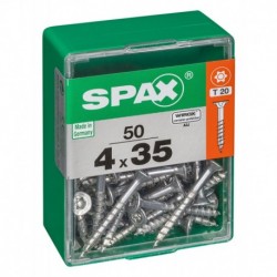 Lot de 50 vis acier tęte autofraisée plate SPAX, Diam.4 mm x L.35 mm