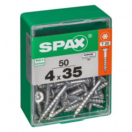 Lot de 50 vis acier tęte autofraisée plate SPAX, Diam.4 mm x L.35 mm
