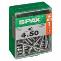 Lot de 40 vis acier tęte autofraisée plate SPAX, Diam.4 mm x L.50 mm