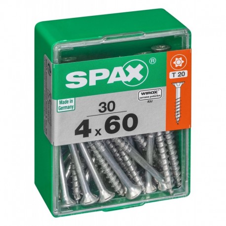 Lot de 30 vis acier tęte autofraisée plate SPAX, Diam.4 mm x L.60 mm