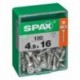 Lot de 100 vis acier tęte autofraisée plate SPAX, Diam.4.5 mm x L.16 mm