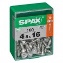 Lot de 100 vis acier tęte autofraisée plate SPAX, Diam.4.5 mm x L.16 mm