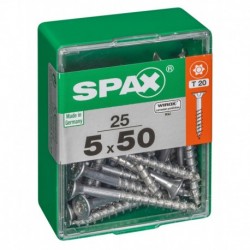 Lot de 25 vis acier tęte autofraisée plate SPAX, Diam.5 mm x L.50 mm