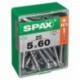 Lot de 25 vis acier tęte autofraisée plate SPAX, Diam.5 mm x L.60 mm