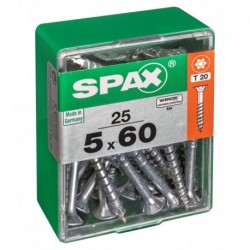 Lot de 25 vis acier tęte autofraisée plate SPAX, Diam.5 mm x L.60 mm