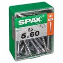 Lot de 25 vis acier tęte autofraisée plate SPAX, Diam.5 mm x L.60 mm