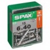 Lot de 15 vis acier tęte autofraisée plate SPAX, Diam.6 mm x L.40 mm