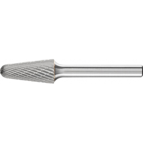 Fraise sur tige de 6 mm, en carbure, forme conique à bout rond KEL, denture 3 PLUS, Forme : KEL 1225, Ø de la tête 12 mm, Long. de tête 25 mm