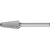 Fraise sur tige de 6 mm, en carbure, forme conique à bout rond KEL, denture 3 PLUS, Forme : KEL 1225, Ø de la tête 12 mm, Long. de tête 25 mm