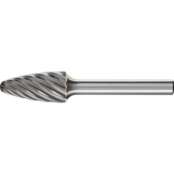 Mini-fraise sur tige de 3 mm, en carbure, forme ogive à bout rond RBF, denture INOX, Forme : RBF 1225, Ø de la tête 12 mm