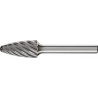 Mini-fraise sur tige de 3 mm, en carbure, forme ogive à bout rond RBF, denture INOX, Forme : RBF 1225, Ø de la tête 12 mm