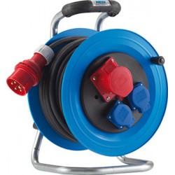 Enrouleur de câble, plastique, IP 44, (courant triphasé), Type de câble : H07 RN-F 5G2,5, Long. de câble 25 m, Qualité du câble Néoprène