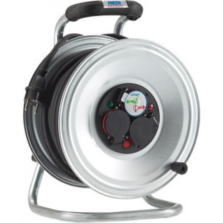 Enrouleur de câble, tôle d'acier, IP 44, qualité de câble néoprène, Type de câble : H07 RN-F 3G2,5, Long. de câble 30 m