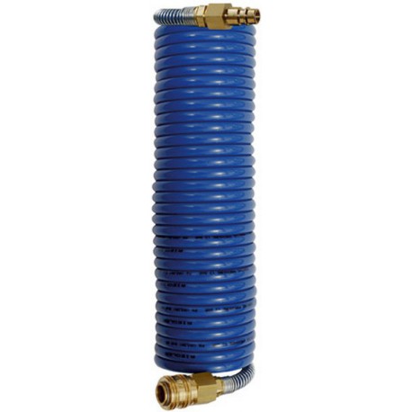 Tuyau flexible spiralé en nylon avec vissage orientable, coupleur express et connecteur mâle, Dimensions : 7,9 x 6,3 mm, Ø de spirale extérieure 75 mm