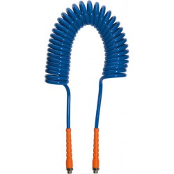 Tuyau flexible spiralé PU avec raccord vissable, Dimensions : 9,5 x 6,3 mm, Raccord G 1/4 pouces, Ø de spirale extérieure 60 mm, Long. : 7,5 m