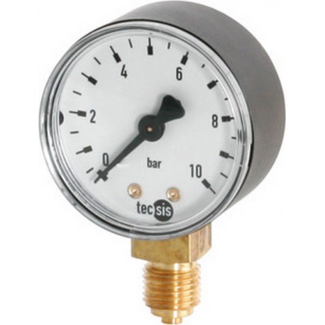 Manomètre, raccord radial par le bas, Ø nominal : 40 mm, Raccord G 1/8 pouces, Plage d'affichage 0-10 bar