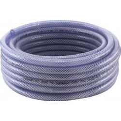 Tuyau tissu en PVC transparent, Dimensions : 9 x 3 mm, Long. 25 m