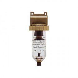Filtre avec vidange manuelle, Filetage de raccordement : G 1/2 pouces, Débit à 6 bar 280 m³/h, Larg. : nominale DN 15, Hauteur : 196 mm