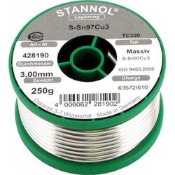 Fil d'apport 97, Stannol, Modèle : Bobine de 250 g, Ø 3,0 mm