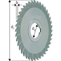 Fraise 3 tailles étroite, Ø x Larg. : d1 - js16 x b - k11 : 63 x 4,0 mm, Alésage d2 - H7 22 mm, Nombre de dents 28