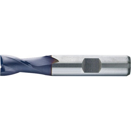 Fraise à rainurer extra courte, type N, en acier à coupe rapide à 8% de cobalt, surface recouverte de TiAIN, Ø d1 - e8 : 2,0 mm, Long. totale l1 48 mm
