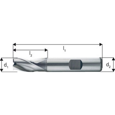 Fraise à rainurer extra courte, type N, en acier à coupe rapide à 8% de cobalt, sans revêtement, Ø d1 - e8 : 4,0 mm, Long. totale l1 51 mm